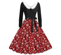 Robe Noel Femme Vintage Manches Longues Velours Vetement Chic Déguisement Noël Hiver Cocktail Grande Taille Tenue De des Années 20 Longue Mere Costume Mi Et Elegant Sweat Fete Deguisement Empire,L