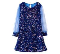 Robe Noel Fille 12 Ans - Robe Tendance pour S Robe de Soirée Élégante À Manches Longues en Maille Transparente À Paillettes (Blue 12-18 Months)