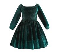 Robe Noel Fille 12 Ans - Toddler Girls Christmas Long Sleeve Solid Color Ruffles Dress Dance Party Robes Vêtements (Green 12-18 Months)