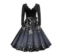 Robe Noel Hiver Femme Chic Et Elegant Manches Longues Pull Sexy Deguisement Mere De Bal Cocktail Grande Taille Déguisement Longue Annee 50 Vetement Tenue Soiree Fete Mi Année 80 Adulte Empire,XL