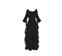 Robe Noir Halloween Femme Bride Squelette Vampire Costume Femme Longue Faucheuse Sexy Cape Zombie Nonne Sorcier Soiree Pirate Deguisement Halloween Grande Taille Dentelle Deguisement XL