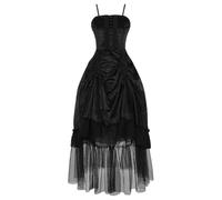 Robe Noire Cape Hallowen Medievale Malefique Vetement Sorcier Déguisement Zombie Femme Adolescente Dentelle Couple Mariée Costume de Zombie Deguisement Halloween Femme XL