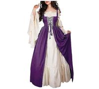 Robe Noire Corset Robe Femme Halloween Hallowen Sorcier Victorienne Déguisement Sorcier Dentelle Princesse Malefique Cape Citrouille Sexy Costume Adulte Halloween L