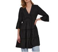 Robe Noire Femme Vila Vietna - Manches trois-quarts - Décolleté en V - Style évasé 38