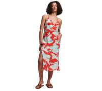 Superdry Vintage Midi Halter Slip Sleeveless Dress Rouge 2XS Femme