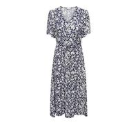 ONLY Robe décontractée Midi à Manches Courtes pour Femmes avec col en V et Lacets, idéal pour l'été., Couleurs:Bleu-foncé, Taille:XS