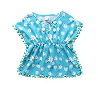 Robe Orientale Enfants en Bas âge bébés Filles vêtements de Bain Couvrez l'été Leopard Rainbow Tassel Beach Robe Pompom Poncho Rash Guards Maillots de Bain Bikini Cover Ups