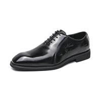 Robe Oxford for Homme à Lacets, Style rétro, Bout carré Bruni, Motif gaufré, Cuir végétalien, antidérapant, résistant, fête(Noir,43 EU)
