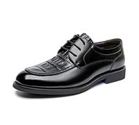 Robe Oxford for Hommes à Lacets, Bout Bruni, Bout Tablier, Cuir, antidérapant, Semelle Basse en Caoutchouc, antidérapante, fête(Noir,38 EU)
