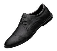 Robe Oxford for Hommes en Cuir antidérapant à Talon carré décontracté Vintage à Lacets à Bout Pointu(Black,41 EU)