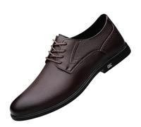Robe Oxford for Hommes en Cuir Pleine Fleur décontracté Affaires Semelle en Caoutchouc antidérapante Talon Bloc Robe Bout Rond à Lacets Smoking(Brown,44 EU)