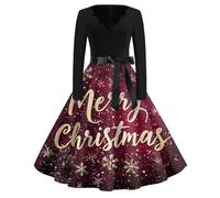 Robe Paillette Femme, Elegante Cocktail Pere Pul Nuisette Noel Laine Réveillon Glamour Deguisement Tenue Chic, Pull Robe de Noel, Veste Rouge Déguisement Jupe Femme, XXL