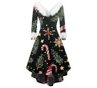 Robe Paillettes, Robe Vintage, Paillettes L'an Haut Jour Tenue Mère Noël Sexy, Nuisette Mère Robes Moche Noel-Noel Laine Chic Glamour Rouge Jupe Femme, XL