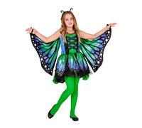 Robe papillon verte pour enfants - Robe de costume bleu-vert avec des ailes en