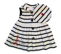 Robe Paris Tour Eiffel - Bébé Fille - Bleu Marine et Blanc - 6 mois à 24 mois - Coton de haute qualité 6-12 mois