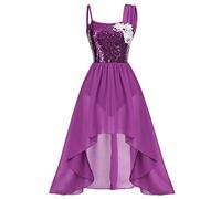 Robe Patinage Artistique Femme Justaucorps San Manches en Velours Gymnastique Robe de Danse Classique Ballet Skating Costumes de Danse Tenue Violet S