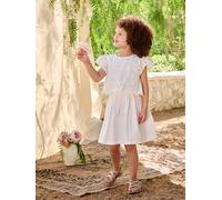 Robe patineuse fille bi-matière blanc 3A