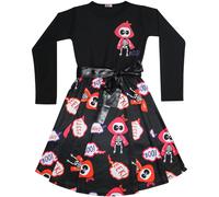 Robe Patineuse Squelette À Panneaux Halloween Pour Filles 5-13