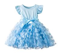 Robe Petite Fille Dress d'anniversaire Ceremonie Fête Robes de Filles Princesse Floral Print Robes Filles pour Les Fêtes Formel Anniversaires et Mariages Décontractée Robe sans Manches