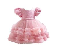 Robe Petite Fille Dress Robe d'anniversaire Ceremonie Mariage Fête Robes de Filles Princesse 7 Mois-8 Ans Robes Filles Manches à Bulles pour Les Fêtes Formel Anniversaires et Mariages