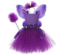 Robe Petite Fille Enfant en Bas âge Halloween Custome Filles Robe de Princesse Tutu en avec Aile fée Chapeaux 4 pièces Ensembles Performance