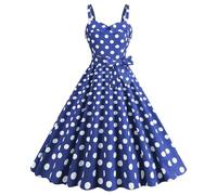 Robe Pin Up Femme sans Manche Vintage Sexy Col V à Pois à Taille Haute Midi Robes Grande Taille Chic Elegant Swing Retro Casual Dress De Rockabilly Bal FêTe Cérémonie Anniversaire