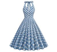 Robe Pin Up Femme,Vintage Retro Robe Trapèze Rockabilly Années 1950 50 60 Audrey Hepburn Style Dos Nu Encolure Coeur Halter Robe de Cocktail Soirée Fête L'été Casual Habillée Robes