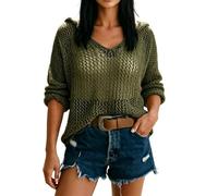 Robe Plage Femme Courte-Cache-Maillot De Bain en Maille Sun Knit avec Capuche, IdéAl pour La Plage Et Les Baignades. Tunique Sarong LéGèRe à Manches Longues pour Les PassionnéEs De Natation.