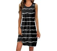 Robe Plage Femme Dégradé Robe Midi Chic sans Manches Robe Longue Boheme Grande Robe Chic Femme Col Rond Robe Ete Courte Vintage Vente en Ligne Noire Robe Fleurie Femme L