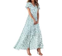 Robe Plage Femme Ete, Robe Boheme Femme Coton Robe Boheme Grande Taille Femme Manches Courtes Robe Chic Et Elegant Col Rond Marque Femme Vetement Femme Ete Pas Cher Robe Vert Menthe XL