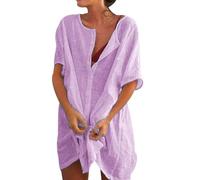 Robe Plage Femme Robe de Plage Femme Courte Cache Maillot de Bain Swimsuit Cover Up Femme Beach Dress Cache-Maillot Bikini Grande Taille Robe Chemisier Femme Ete Beachwear Femme Swimwear Cover Ups 8XL