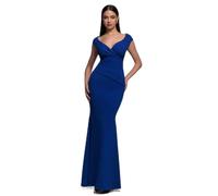Robe plissÃ©e femme Goddiva Bardot Maxi Bleu 38