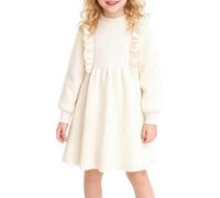 Robe plissée en coton uni à manches longues et col rond pour adolescentes, mariage, concours de beauté, robe chinoise douce au genou, beige, 15-16 ans