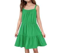 Robe porte-jarretelles pour fille, couleur unie, jupe, soleil, plage, couleur bonbon, jeunesse, mignonne, confortable, respirante, jupe de danse d'anniversaire pour fille, vert, 13-14 ans