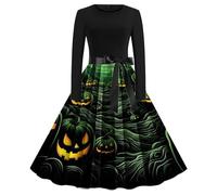 Robe portefeuille à col en V pour femmes et robes évasées à manches longues, robes d'automne 2025, costume d'Halloween, robe de plage d'été décontractée pour femmes, Vert, L