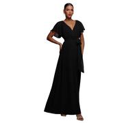 Robe portefeuille à manches papillon femme Goddiva Maxi Noir 36