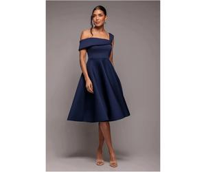 Robe portefeuille asymÃ©trique femme Goddiva Midi Bleu 38