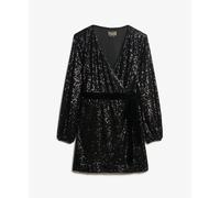 Superdry Sequin Velvet Long Sleeve Short Dress Noir XL Femme