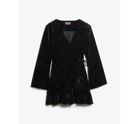 Robe portefeuille courte en velours femme Superdry Noir L