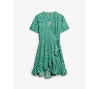 Robe portefeuille courte imprimée femme Superdry Vert M