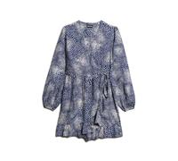Robe portefeuille courte manches longues imprimÃ©e femme Superdry Bleu M