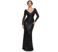 Robe portefeuille femme Goddiva Sequin V Wrap Noir 38