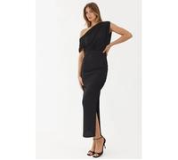Robe portefeuille mi-longue texturée à col asymétrique XS