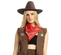 Robe pour adulte sur le thème du cowboy - Jeans western et gilet de cowboy - Robe d'Halloween (café, taille unique)