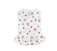 Robe pour animal de compagnie avec anneaux de traction - Jupe réglable en polyester pour chien et chat de grandes races (ballon de football ours, taille S)