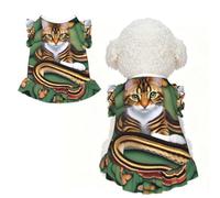 Robe pour animal de compagnie - Tenue extensible et respirante pour chiens | Robe imprimée The Story Of The Snake And The Cat pour chiens et chats, tissu extensible semblable à du coton