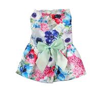 Robe pour Animal de Compagnie, Vêtements d'été pour Chien et Chat, Tenue Douce et Respirante avec Joli Motif Floral, Adorable Vêtement pour Chien avec Nœud Papillon, pour Les (M)