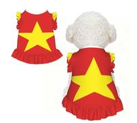 Robe pour chien avec motif drapeau vietnamien - Vêtement d'été pour petit chiot et chat