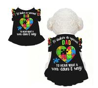Robe pour Chien avec Motif Puzzle en Forme de cœur, vêtements Respirants pour Animaux de Compagnie, t-Shirts à Manches volantées pour séance Photo de fête, Taille M