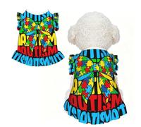 Robe pour Chien avec Ruban Puzzle et nœud Papillon, vêtements Respirants pour Animaux de Compagnie, t-Shirts à Manches volantées pour séance Photo de fête, Grande Taille